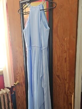 David's Bridal Light Blue Halter Maxi Gown